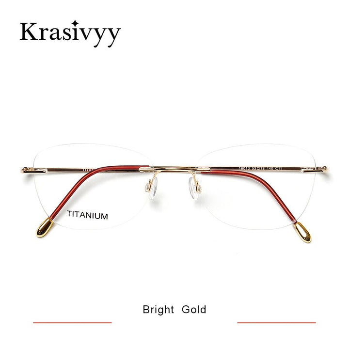 Krasivyy Unisex Rimless Square Titanium Eyeglasses Kr16013 Rimless Krasivyy Bright Gold  