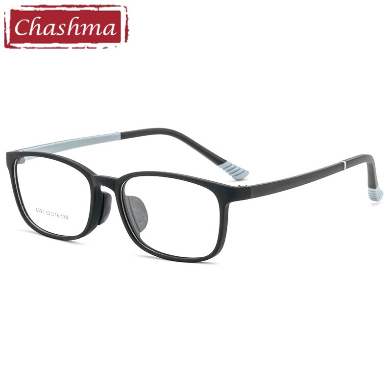 Chashma Ottica Children's Unisex Full Rim Square Tr 90 Titanium Eyeglasses 8093 Full Rim Chashma Ottica Black Gray  