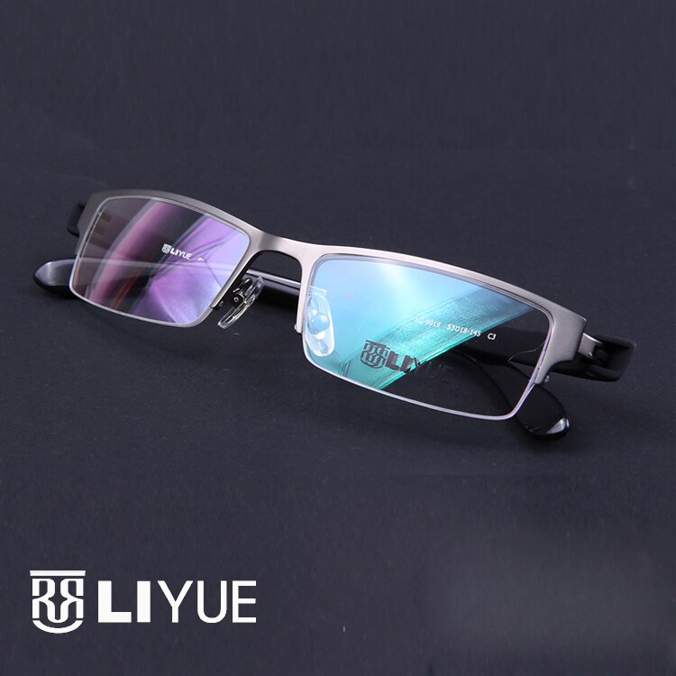 Oveliness Men's Semi Rim Rectangle Titanium Alloy Eyeglasses Ly9019 Semi Rim Oveliness   