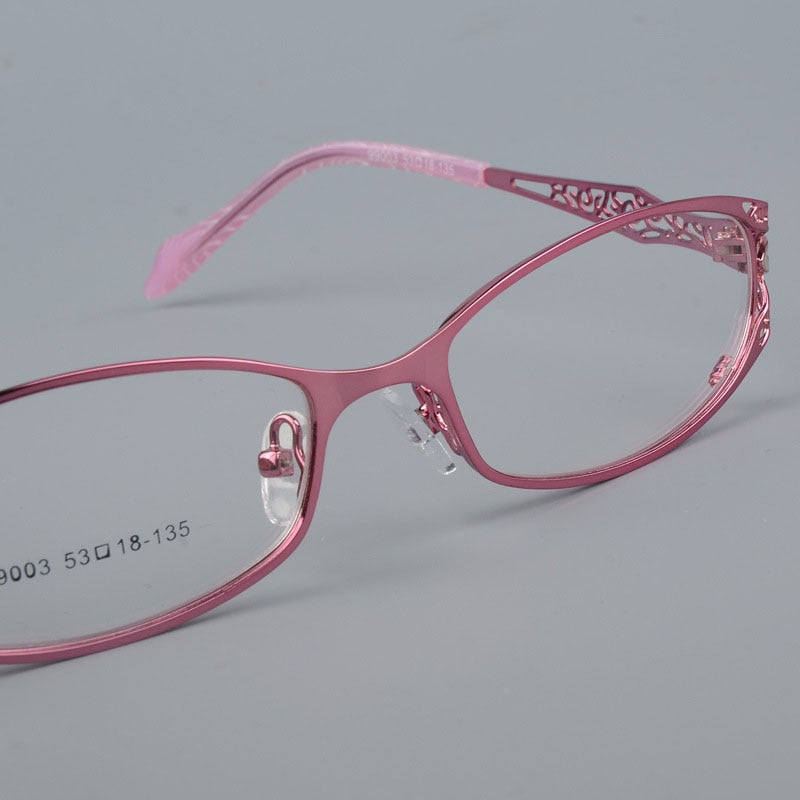 Women's Hollow Out Alloy Flowered Full Rim Eyeglasses 99003 Full Rim Bclear   