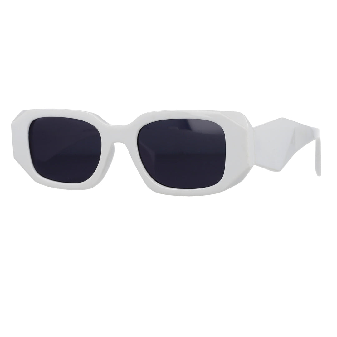 CCSpace Unisex Full Rim Rectangle Cat Eye Resin Frame Sunglasses 53025 Sunglasses CCspace Sunglasses White 53025 