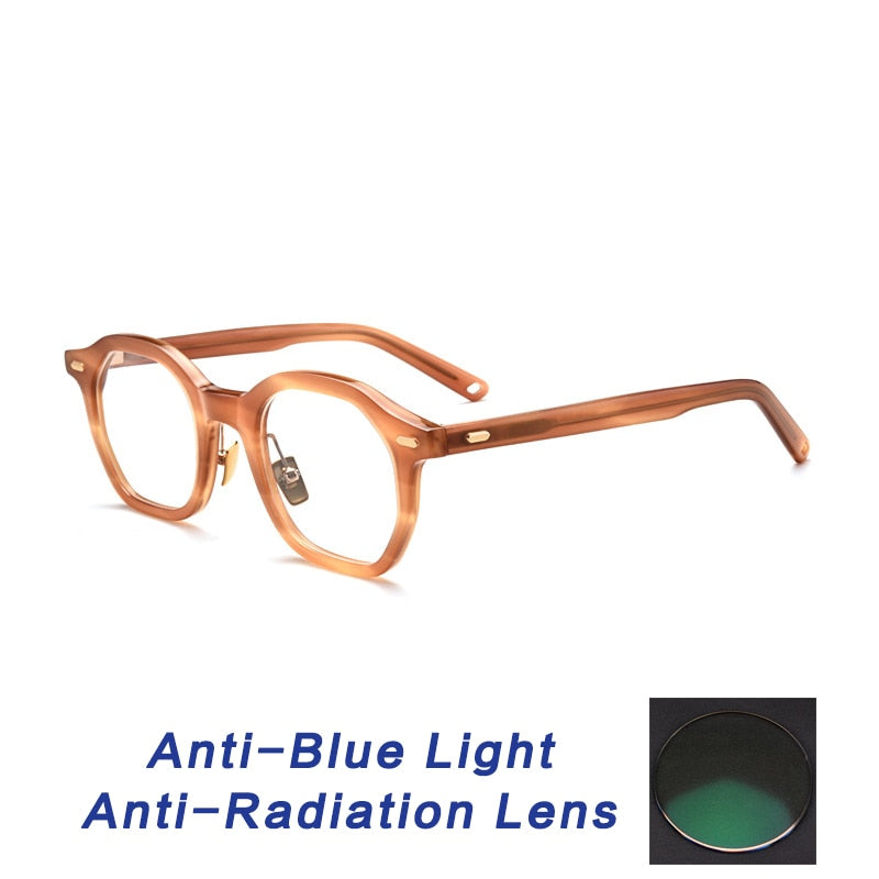 Gatenac Unisex Full Rim Square Acetate Frame Eyeglasses Gxj33 Full Rim Gatenac Flax Anti blue  