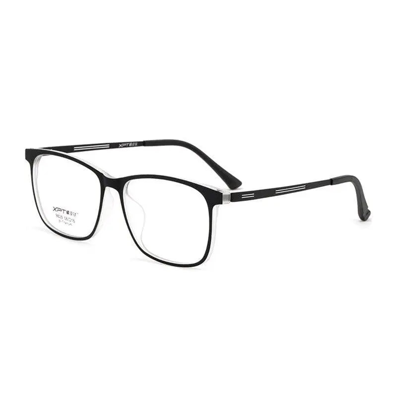 Hotony Unisex Full Rim Square TR 90 Resin B Titanium Frame Eyeglasses 9825 - Branco