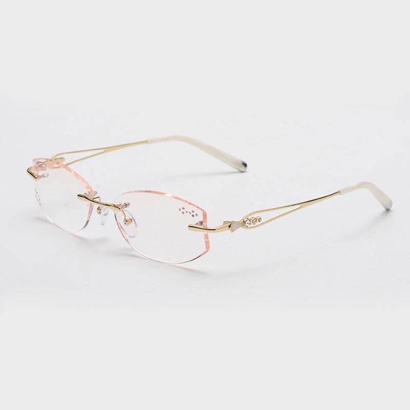 Reven Jate 58111 Women's Eyeglasses Alloy Rimless Diamond Cutting Rimless Reven Jate golden  