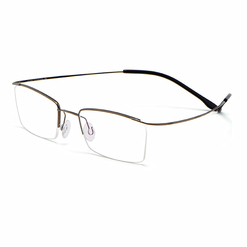 Yimaruili Men's Semi Rim Hinge Free β Titanium Frame Eyeglasses 30004 Semi Rim Yimaruili Eyeglasses Gun  