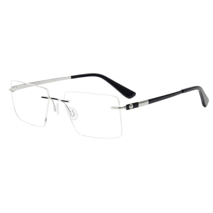 Aissuarvey Rectangular Lens Rimless Titanium Frame Men's Eyeglasses Rimless Aissuarvey Eyeglasses Silver  