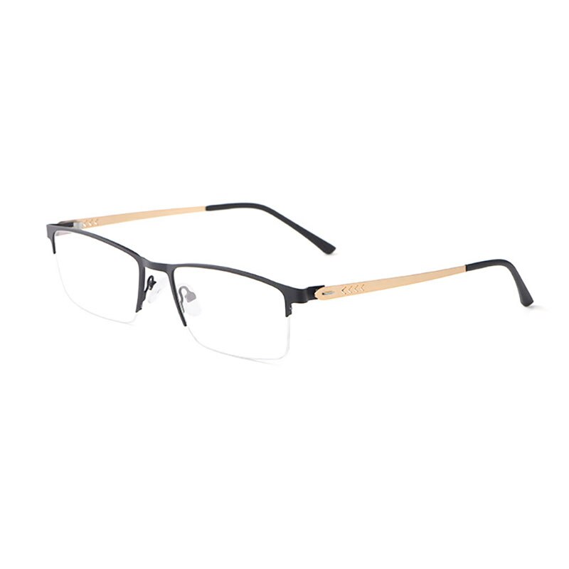 Hotochki Men's Semi Rim Alloy Frame Eyeglasses 9841 Semi Rim Hotochki black  