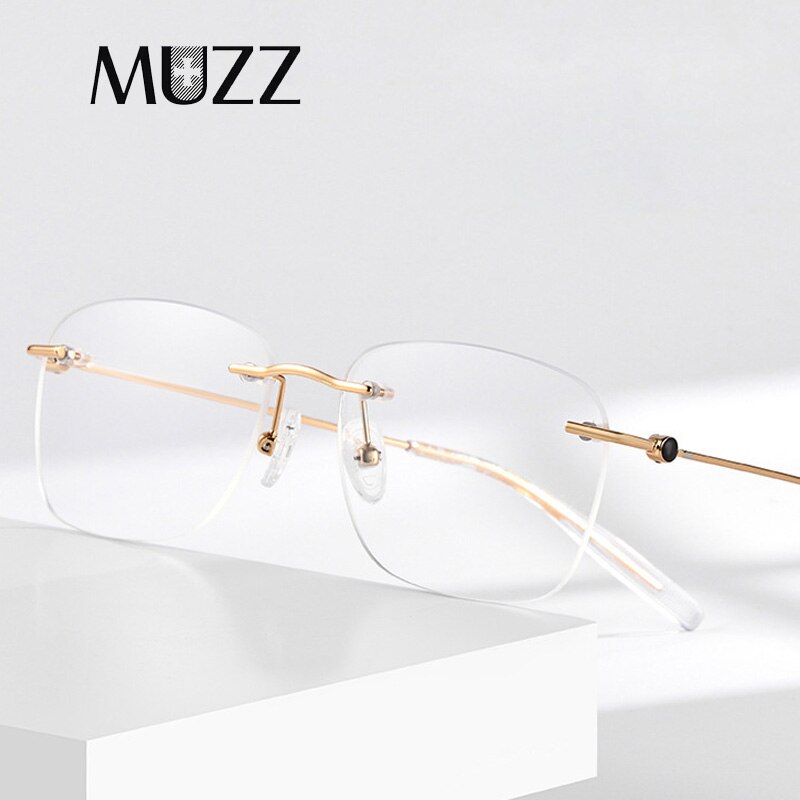 Muzz Men's Rimless Square Titanium Frame Eyeglasses 160221 Rimless Muzz   