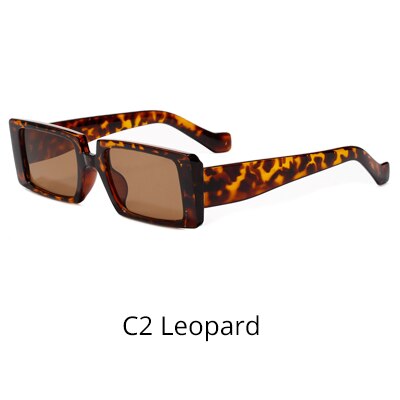 Ralferty Women's Sunglasses Small Rectangular W95060-1 Sunglasses Ralferty C2 Leopard China As picture