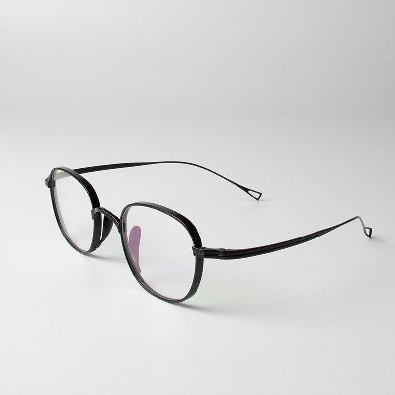 Aissuarvey Small Oval Titanium Full Rim Frame Unisex Eyeglasses Jz8016 Full Rim Aissuarvey Eyeglasses black  