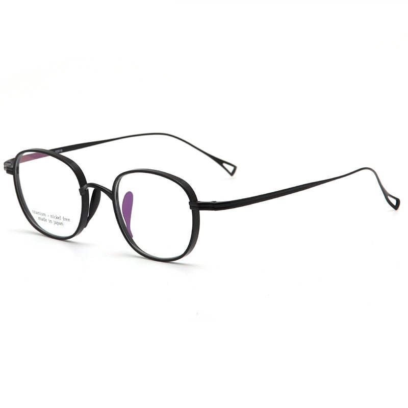 Muzz Men's Full Rim Square Oval Titanium Frame Eyeglasses 210518 Full Rim Muzz Black  