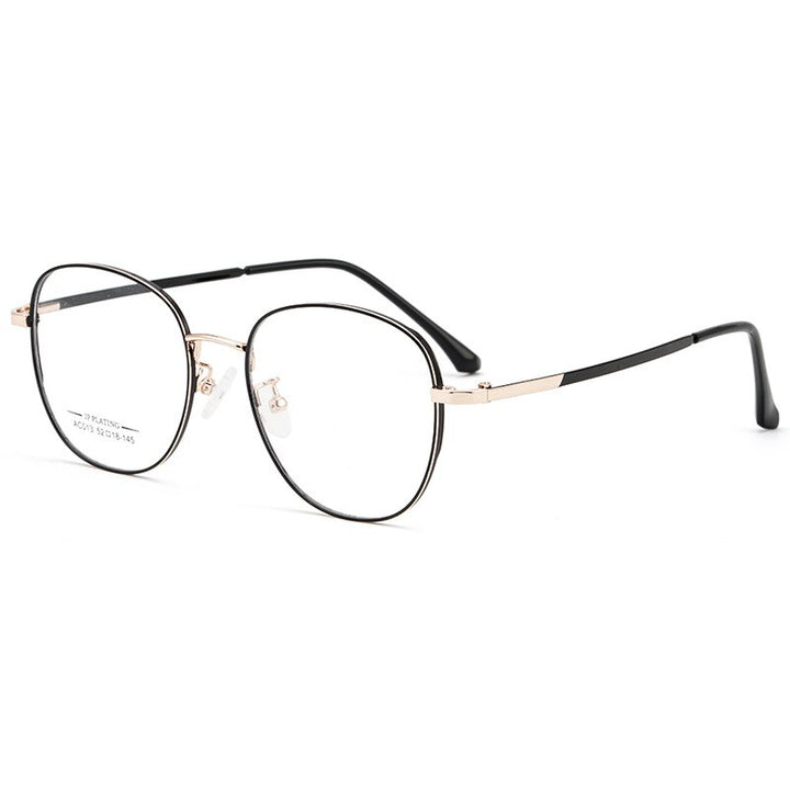 KatKani Unisex Full Rim Round IP Plated Alloy Frame Eyeglasses Ac013 Full Rim KatKani Eyeglasses Black Rose Gold  