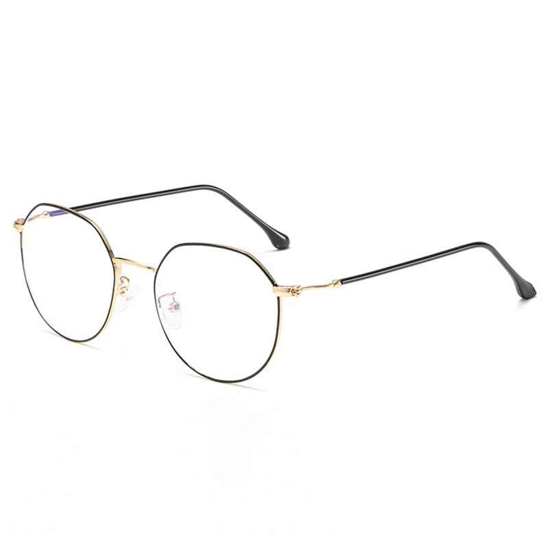 Hotony Unisex Full Rim Polygonal Alloy Frame Eyeglasses 1905 Full Rim Hotony black gold  