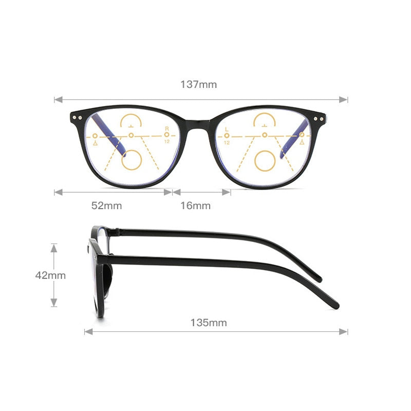 Unisex Anti Blue Light Progressive Reading Glasses Plastic Frame Reading Glasses Brightzone   