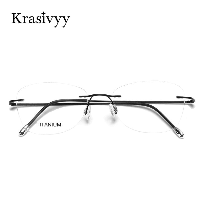 Krasivyy Unisex Rimless Square Titanium Eyeglasses Kr16013 Rimless Krasivyy   