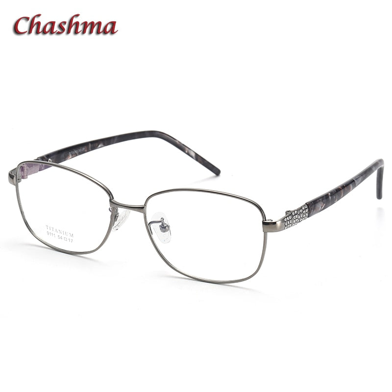 Chashma Ochki Women's Full Rim Oval Titanium Eyeglasses 9111 Full Rim Chashma Ochki Gray  