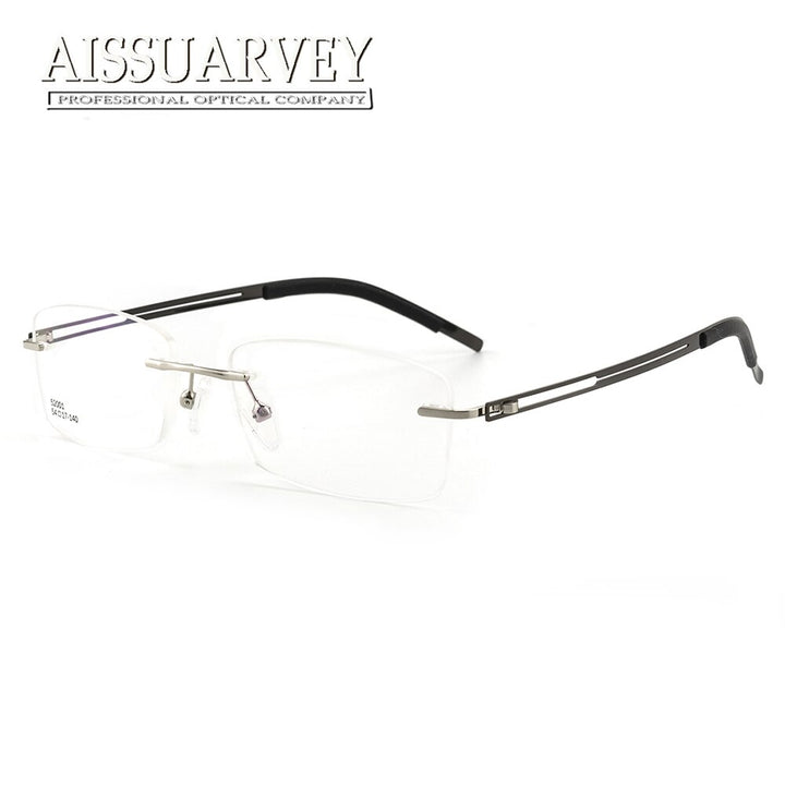 Aissuarvey Men's Rimless Titanium Alloy Frame Eyeglasses As52001 Rimless Aissuarvey Eyeglasses black  