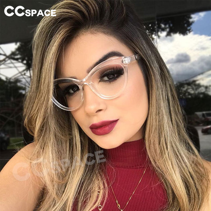 CCSpace Women's Full Rim Square Brow Line Cat Eye Resin Frame Eyeglasses 45490 Full Rim CCspace   