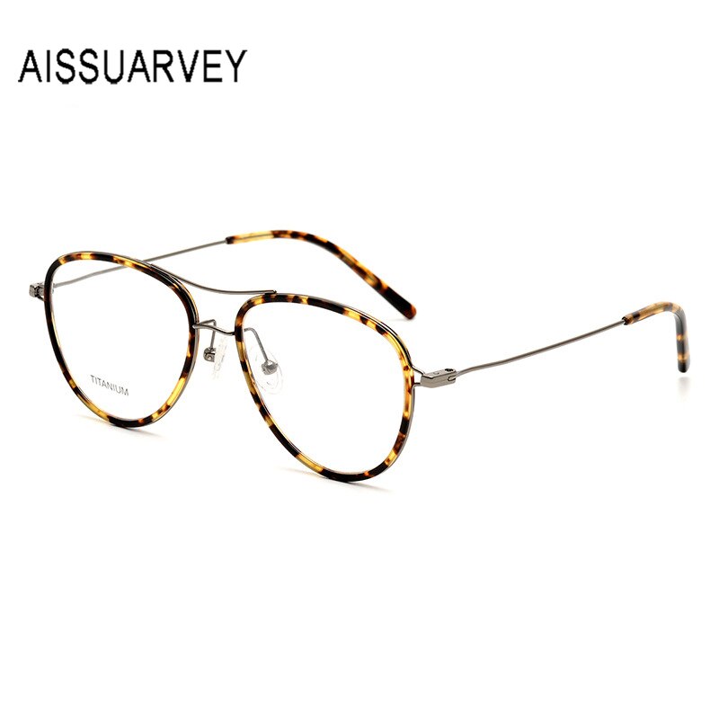 Aissuarvey Round Full Rim Double Bridge Titanium Frame Eyeglasses Unisex Full Rim Aissuarvey Eyeglasses   