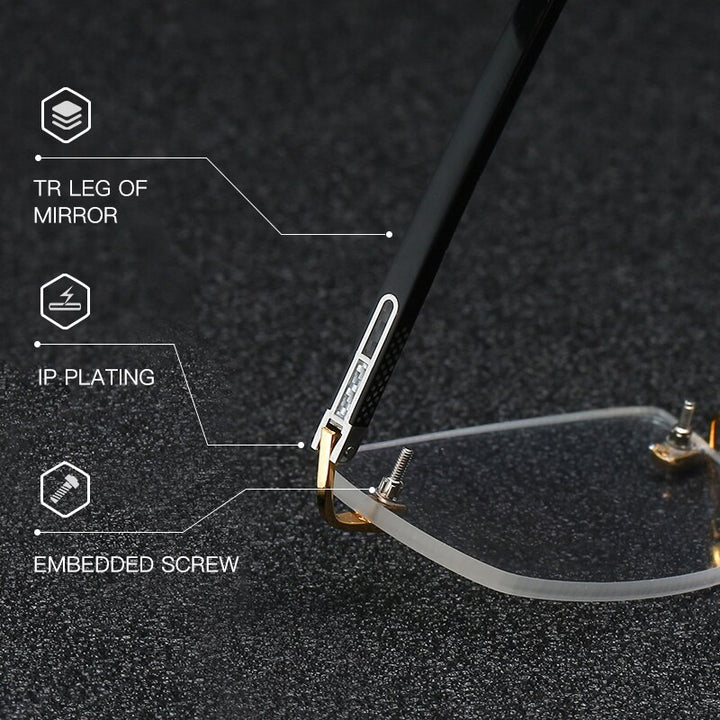 Zirosat 77003 Unisex Eyeglasses Rectangle Titanium Alloy Rimless Rimless Zirosat   