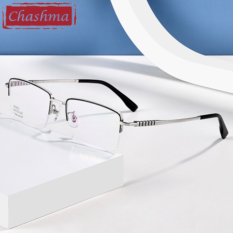 Chashma Ottica Men's Semi Rim Square Titanium Eyeglasses 900002 Semi Rim Chashma Ottica   