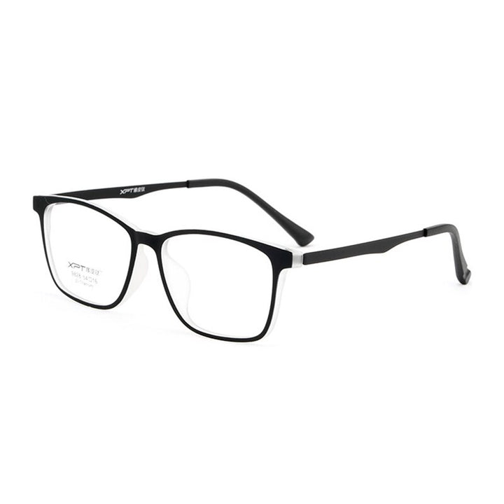 Hotony Unisex Full Rim Square TR 90 Resin B Titanium Frame Eyeglasses 9828 Full Rim Hotony BlackWhite  