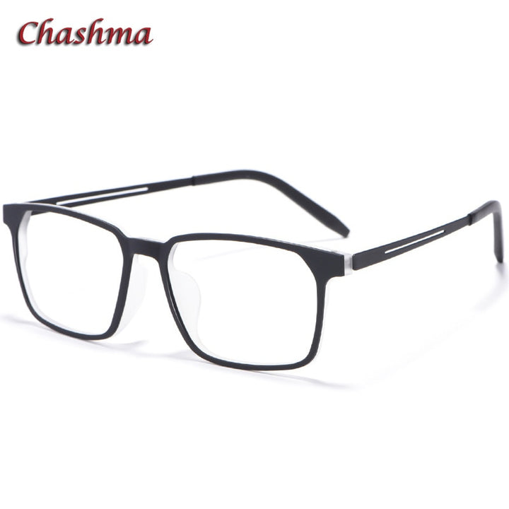 Chashma Ochki Unisex Full Rim Square Tr 90 Titanium Eyeglasses 8878 Full Rim Chashma Ochki Black White  