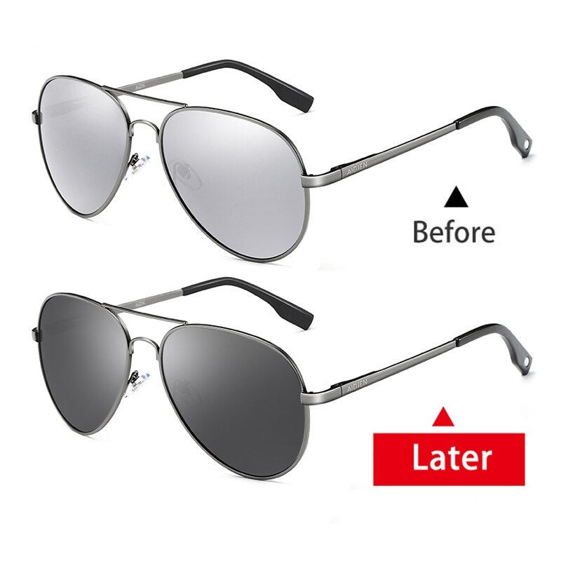 Aidien Unisex Aluminum Magnesium Photochromic Myopic Sunglasses B8177 C1 C2 C3 Sunglasses Aidien Polarized-C2 0 