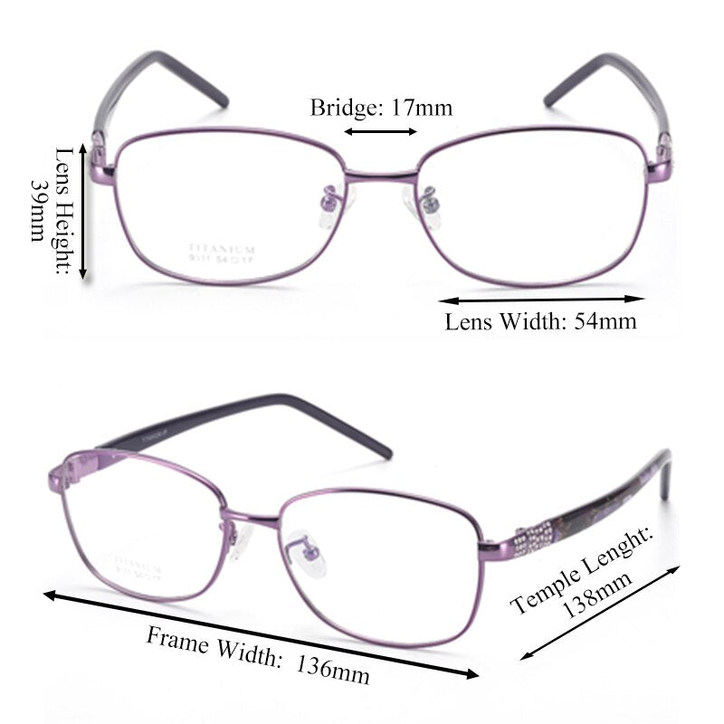 Women's Titanium Full Rim Frame Eyeglasses 9111 Full Rim Chashma   