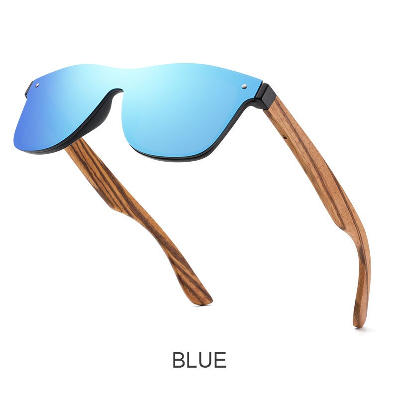 Yimaruili Women's Rimless One Piece Bamboo Wood Frame Polarized Sunglasses 8021 Sunglasses Yimaruili Sunglasses Blue  