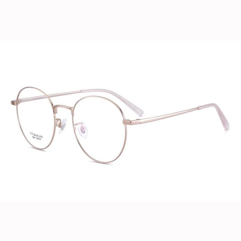 Unisex Full Rim Round Titanium Frame Eyeglasses Lb9002 Full Rim Bclear rose gold  