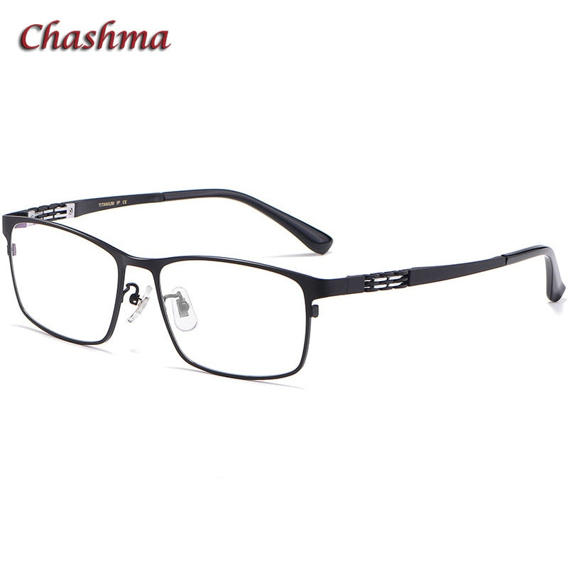 Chashma Ochki Men's Full Rim Large Square Titanium Eyeglasses 0205 Full Rim Chashma Ochki Black  