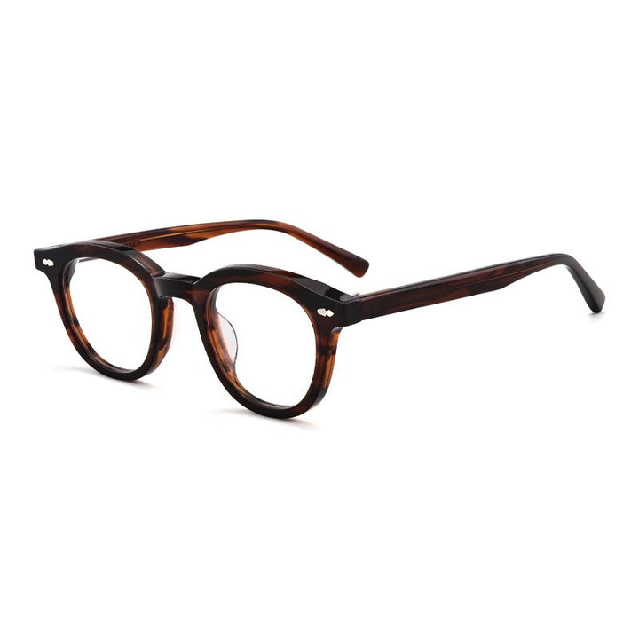 Aissuarvey Full Rim Light Acetate Round Horn Rim Frame Eyeglasses Unisex Full Rim Aissuarvey Eyeglasses Dark Brown  