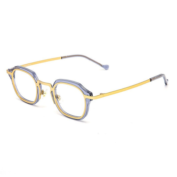 Aissuarvey Titanium Acetate Plated Full Round Rim Frame Unisex Eyeglasses Frame Aissuarvey Eyeglasses gray gold CN 