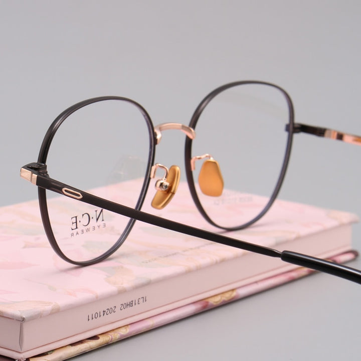 Unisex Oval Full Rim Titanium Frame Eyeglasses Sc88309 Full Rim Bclear   