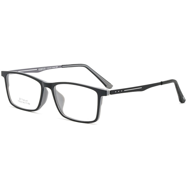 KatKani Men's Full Rim β Titanium TR 90 Resin Frame Eyeglasses Y2002 Full Rim KatKani Eyeglasses Black Gray  