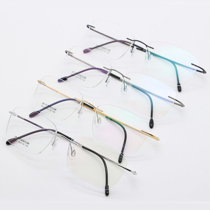 Unisex Rimless Titanium Frame Eyeglasses Customizable Lenses 9002 Rimless Bclear   