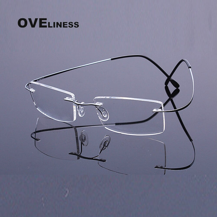 Oveliness Unisex Rimless Rectangle Titanium Eyeglasses Olp002 Rimless Oveliness silver  
