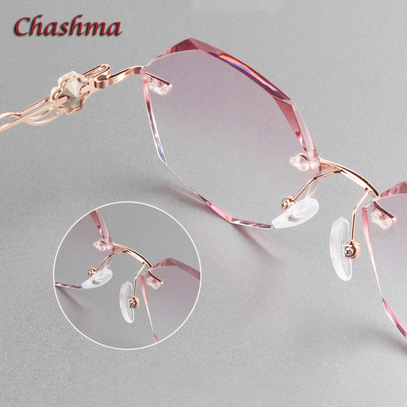 Chashma Ochki Unisex Rimless Round Titanium Eyeglasses Tinted Lenses 88050 Rimless Chashma Ochki   