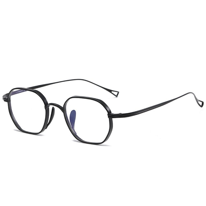 Muzz Unisex Full Rim Square Round Titanium Acetate Frame Eyeglasses 9917 Full Rim Muzz Black  