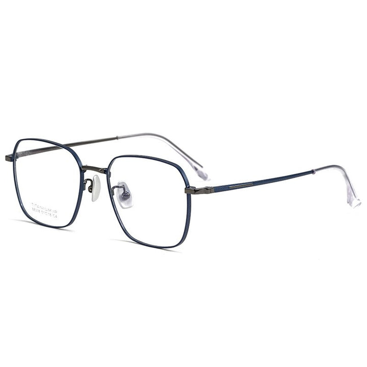 Yimaruili Unisex Full Rim Square Titanium IP Frame Eyeglasses  88318K Full Rim Yimaruili Eyeglasses Blue Gun  