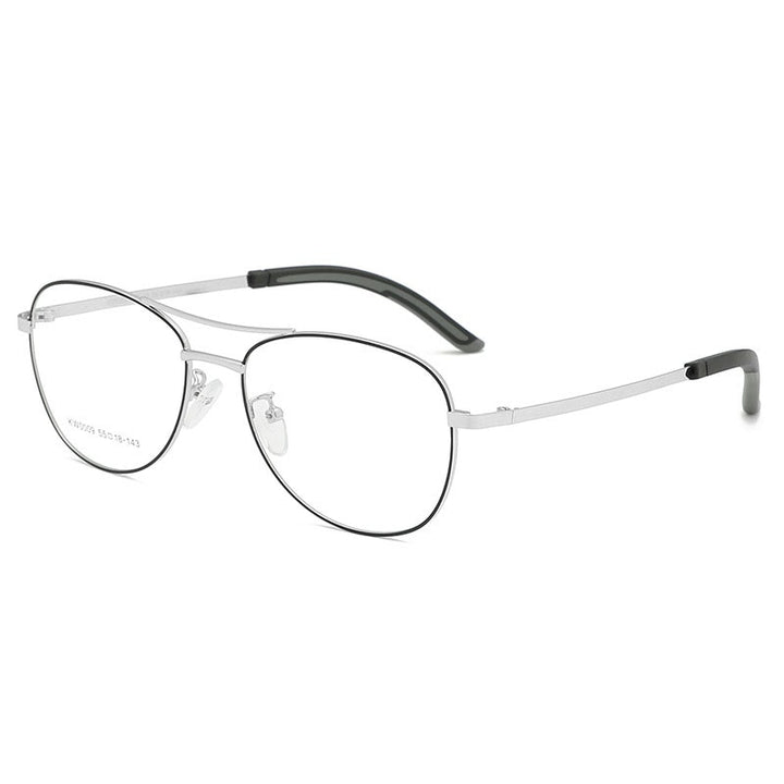 Unisex Full Rim Double Bridge Alloy Frame Eyeglasses Kw0009 Full Rim Bclear Black silver  