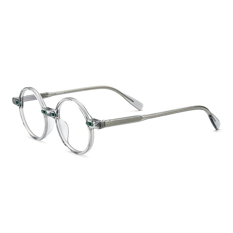 Gatenac Unisex Full Rim Round Acetate Frame Eyeglasses Gxyj673 Full Rim Gatenac Gray  