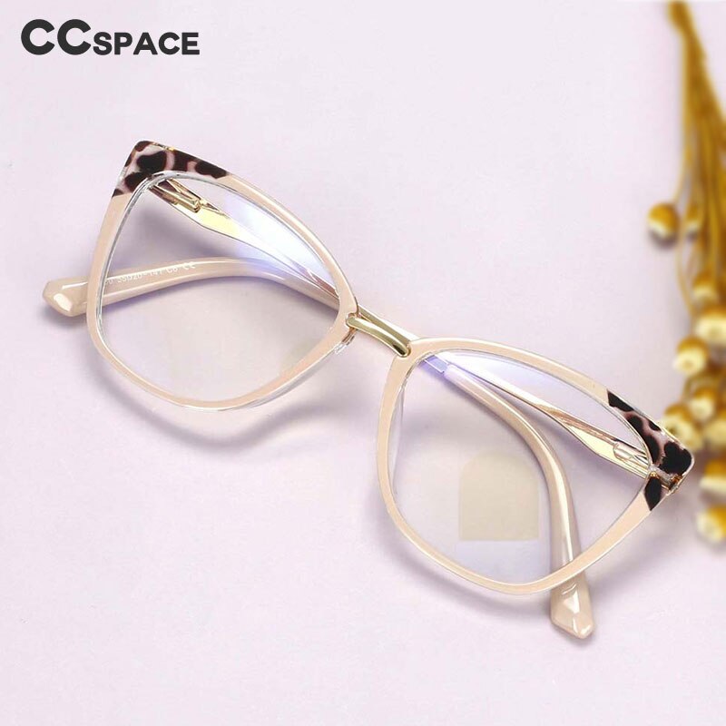 CCSpace Women's Full Rim Square Cat Eye Tr 90 Titanium Frame Eyeglasses 54077 Full Rim CCspace   