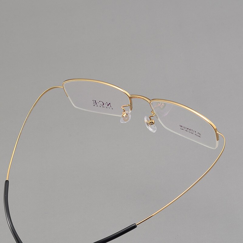 Men's Semi Rim Titanium Eyeglasses Sc18024 Semi Rim Bclear   