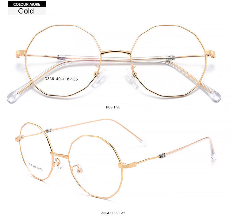 Hotony Unisex Full Rim Polygon Round Alloy Frame Spring Hinge Eyeglasses D838 Full Rim Hotony   