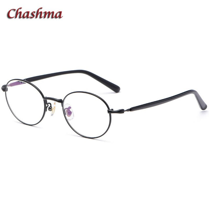 Chashma Ochki Unisex Full Rim Small Round Titanium Eyeglasses 2006 Full Rim Chashma Ochki Black  
