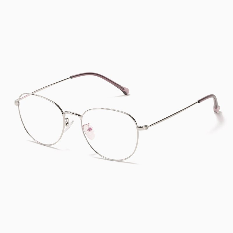 Hotony Unisex Full Rim Polygon Round Alloy Eyeglasses 7444 Full Rim Hotony Silver  