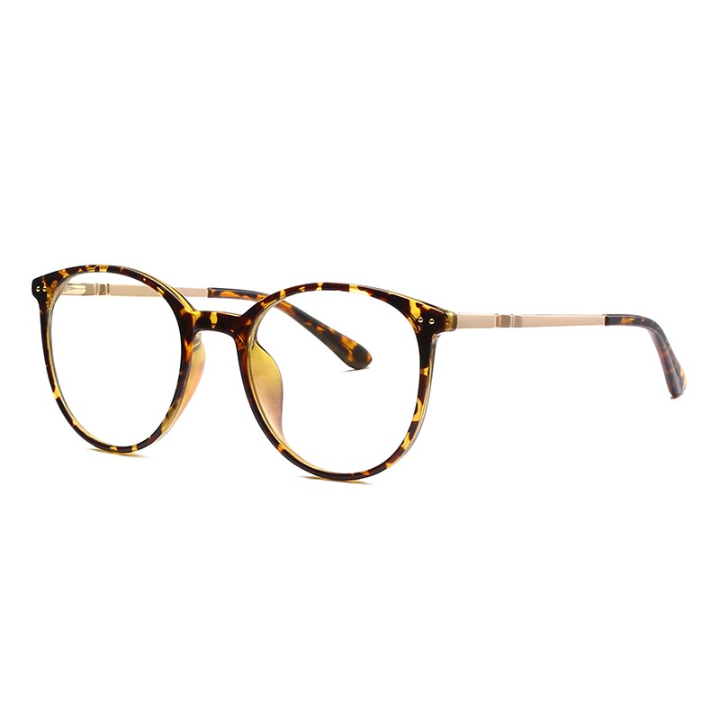 Hotochki Women's Full Rim Round TR-90 Resin Alloy Frame Eyeglasses 2055 Full Rim Hotochki Leopard  