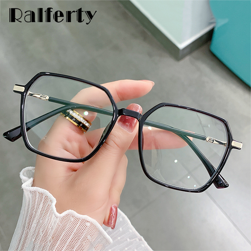 Ralferty Women's Full Rim Irregular Sqare Alloy Acetate Eyeglasses D307 Full Rim Ralferty   